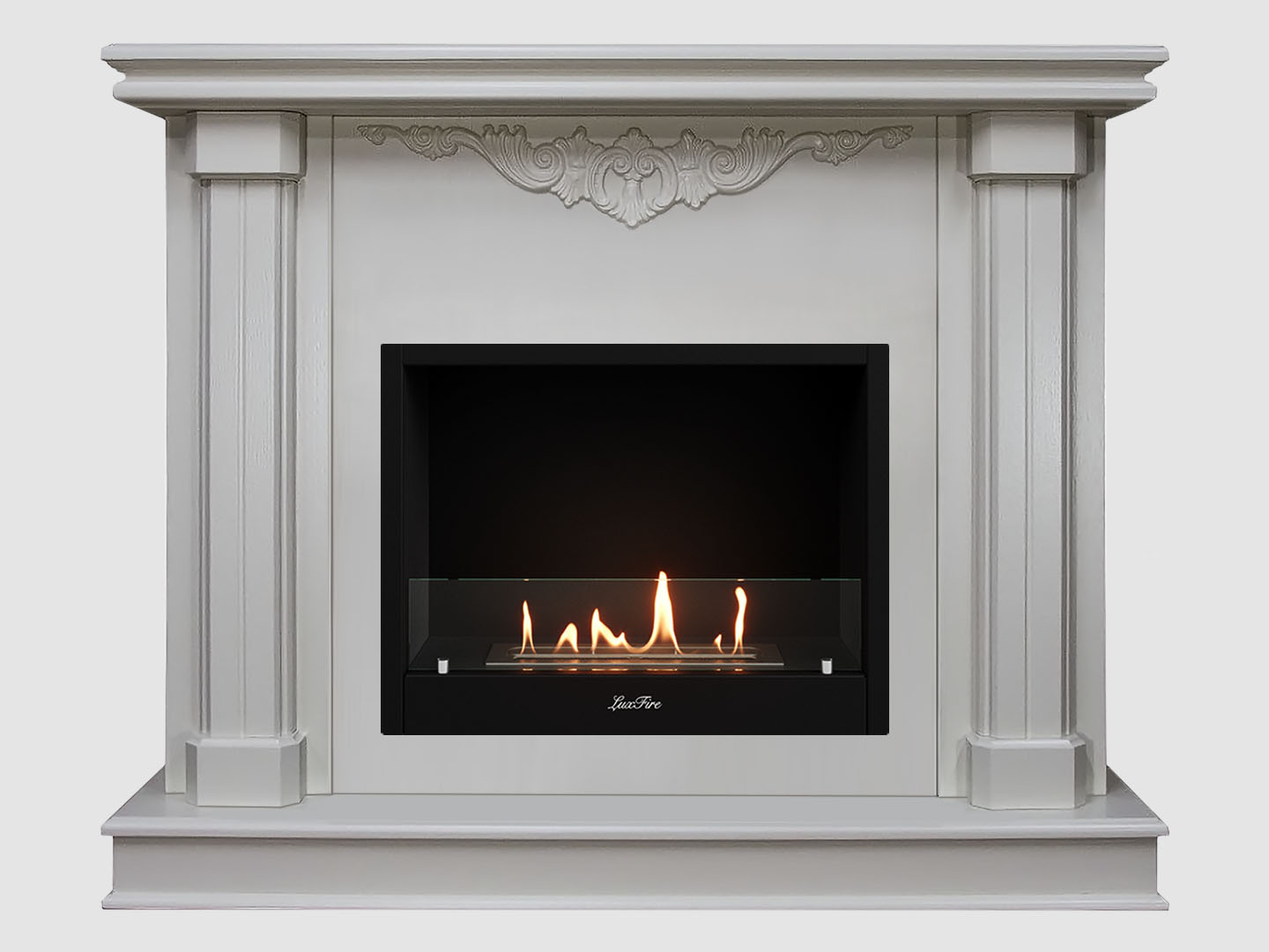 Каминный портал МДФ "Лукас 1080" с биокамином Lux Fire "Фаер Бокс 1-25.5" (белый) Каминный портал МДФ "Лукас 1080" с биокамином Lux Fire "Фаер Бокс 1-25.5" (белый) по цене 67 800 руб.