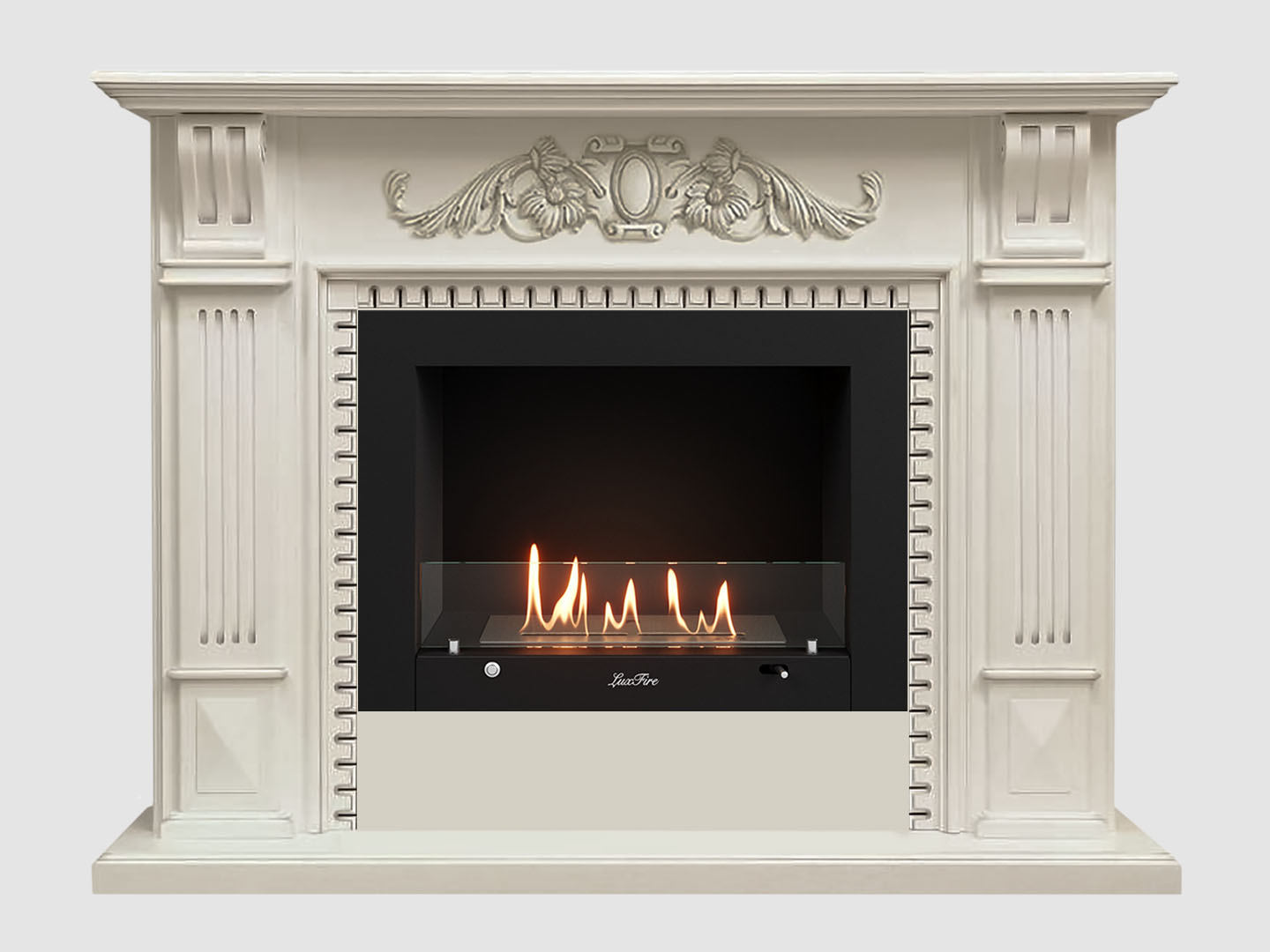Каминный портал МДФ "Белфаст Люкс 1550" с биокамином Lux Fire "Фаер Бокс 3-30" (белый) Каминный портал МДФ "Белфаст Люкс 1550" с биокамином Lux Fire "Фаер Бокс 3-30" (белый) по цене 127 600 руб.