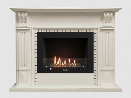 Каминный портал МДФ "Белфаст 1350" с биокамином Lux Fire "Фаер Бокс 3-25.5" (белый)